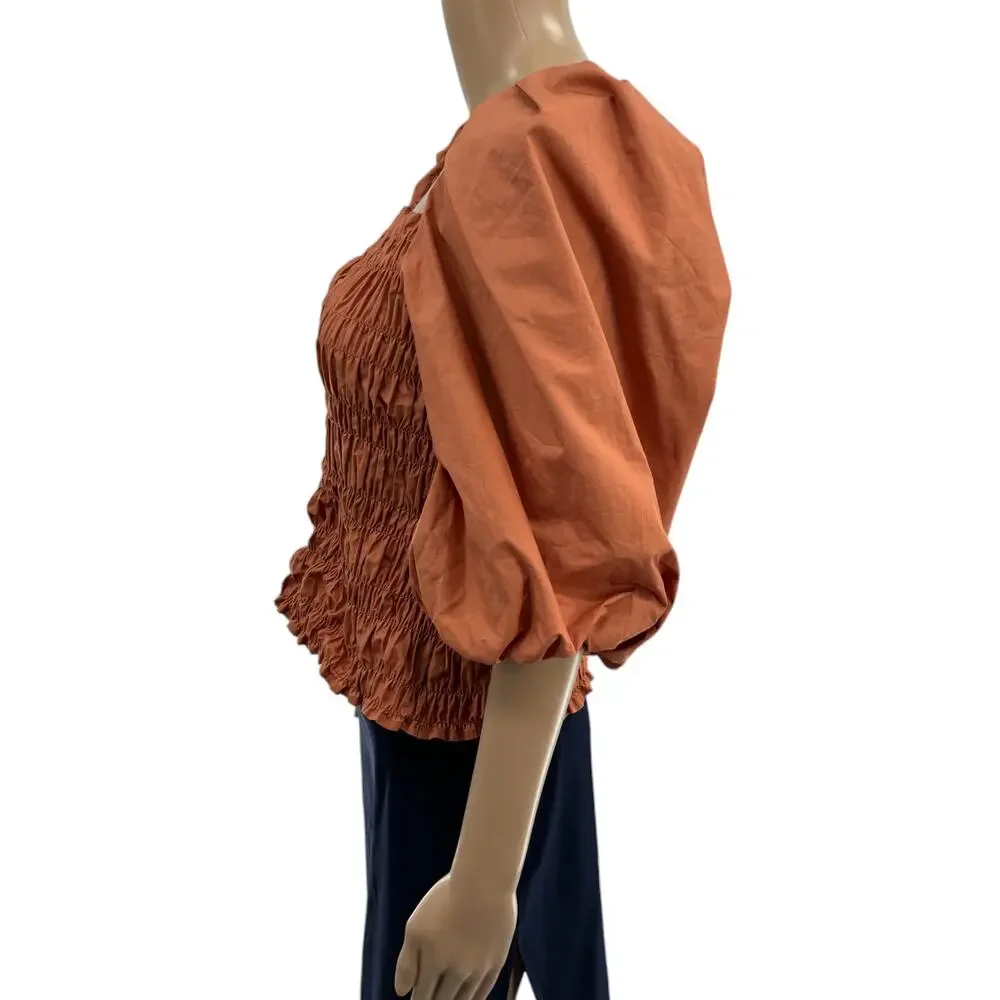 Anthropologie x Mare Mare Salina Terracotta Smocked Crop Top